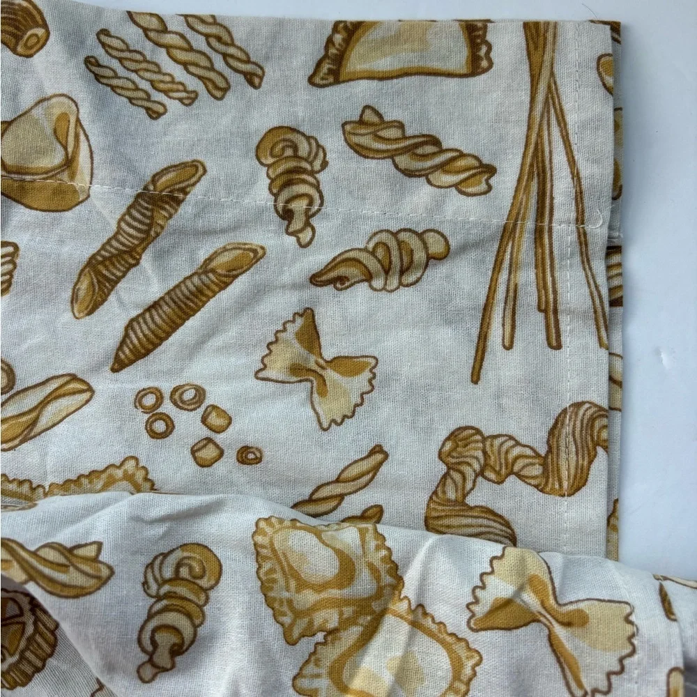 Urban Outfitters White and Gold Bread Print Café Curtains